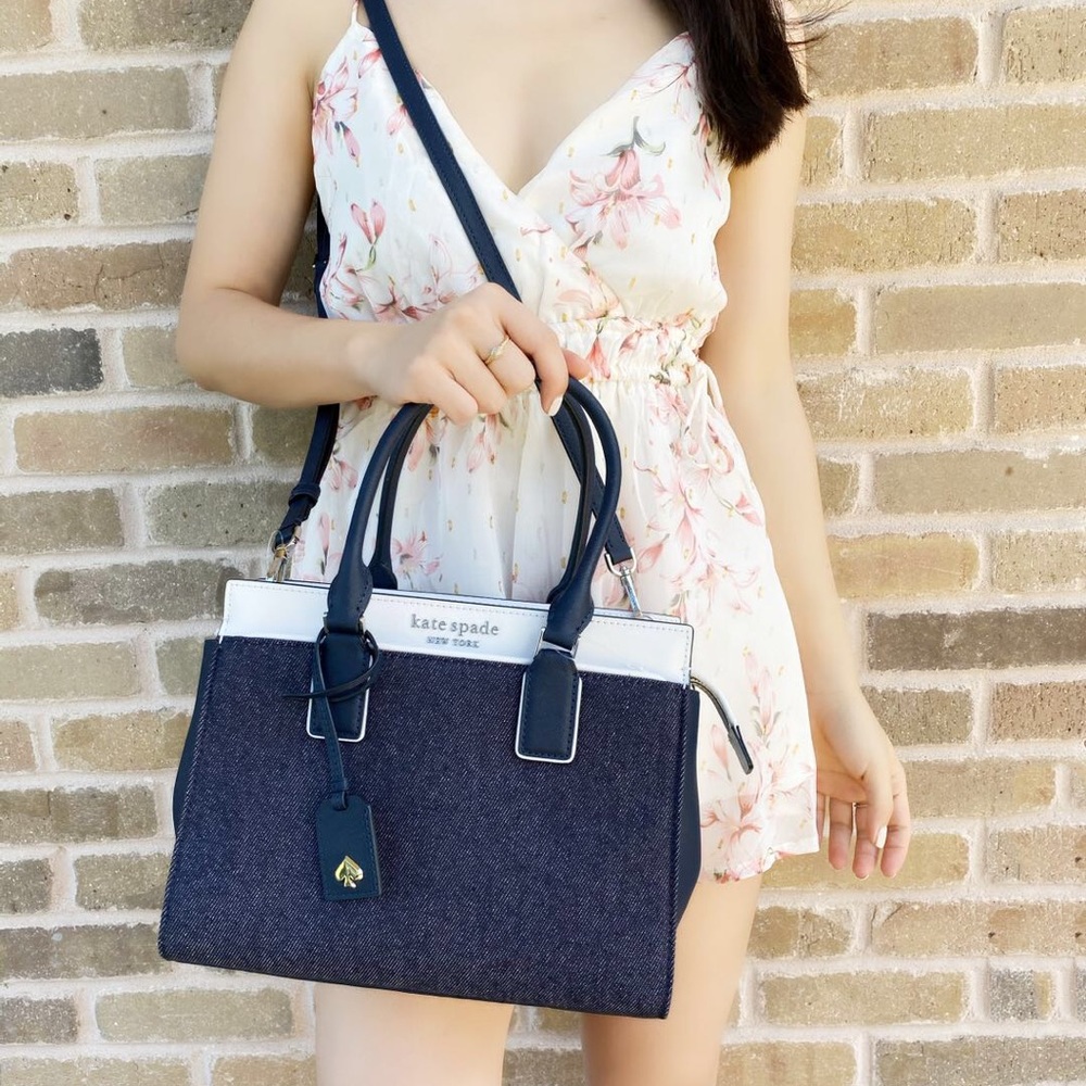 NWT Kate Spade cameron denim colorblock satchel